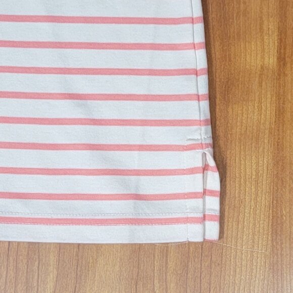 L.L. Bean Supima Cotton Peach White Striped Long Sleeve Square Neck Top - L - Picture 6 of 8